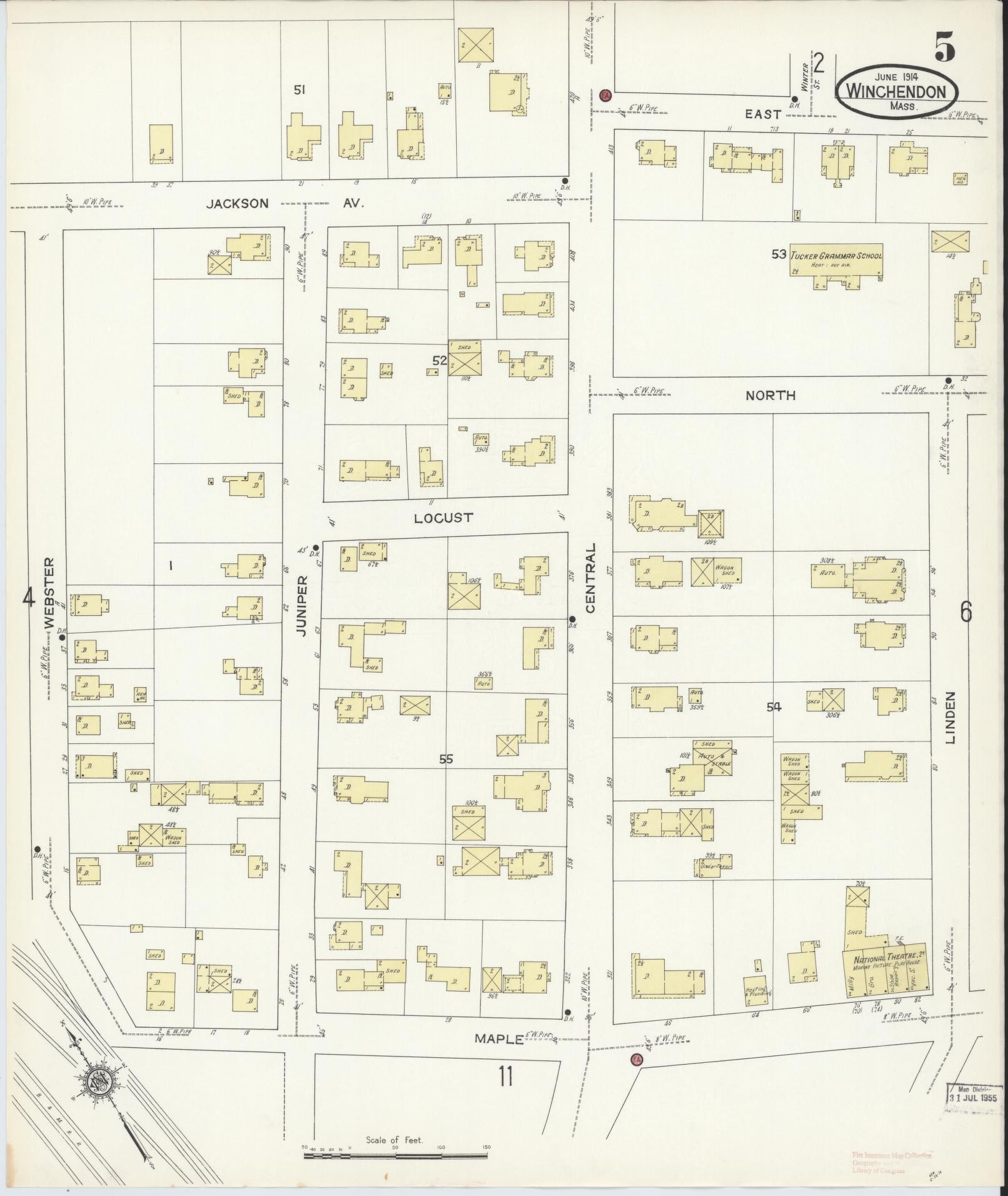 Sanborn Fire Insurance Map from Winchendon, Worcester County, Massachusetts (1914), Sheet #0005 - Complete Map Set gallery image, historic Sanborn map, vintage wall art, Massachusetts Massachusetts