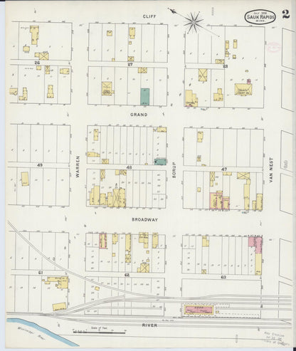 Sanborn Fire Insurance Map from Sauk Rapids, Benton County, Minnesota (1894), Sheet #0002 - Historic Sanborn Fire Insurance Map Print, vintage old map wall art, antique decor, genealogy gift, Minnesota Minnesota map