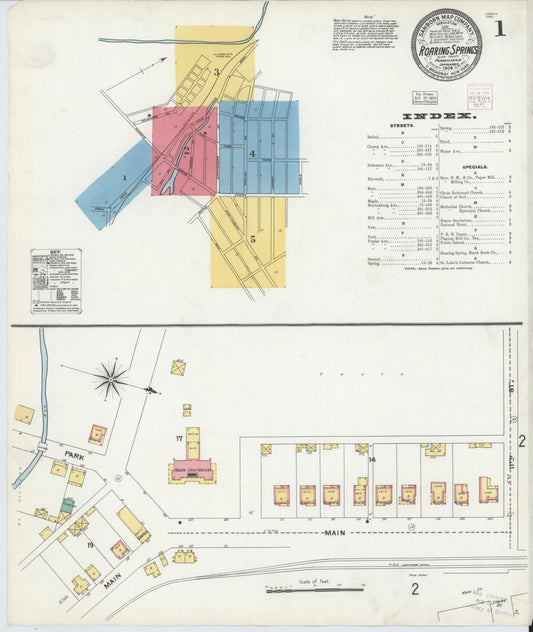 Sanborn Fire Insurance Map from Roaring Spring, Blair County, Pennsylvania (1904), Sheet #0001 - Historic Sanborn Fire Insurance Map Print, vintage old map wall art, antique decor, genealogy gift, Pennsylvania Pennsylvania map