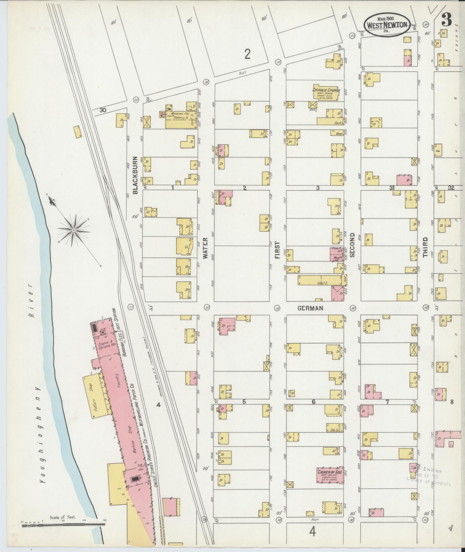 Sanborn Fire Insurance Map from West Newton, Westmoreland County, Pennsylvania (1900), Sheet #0003 - Complete Map Set gallery image, historic Sanborn map, vintage wall art, Pennsylvania Pennsylvania