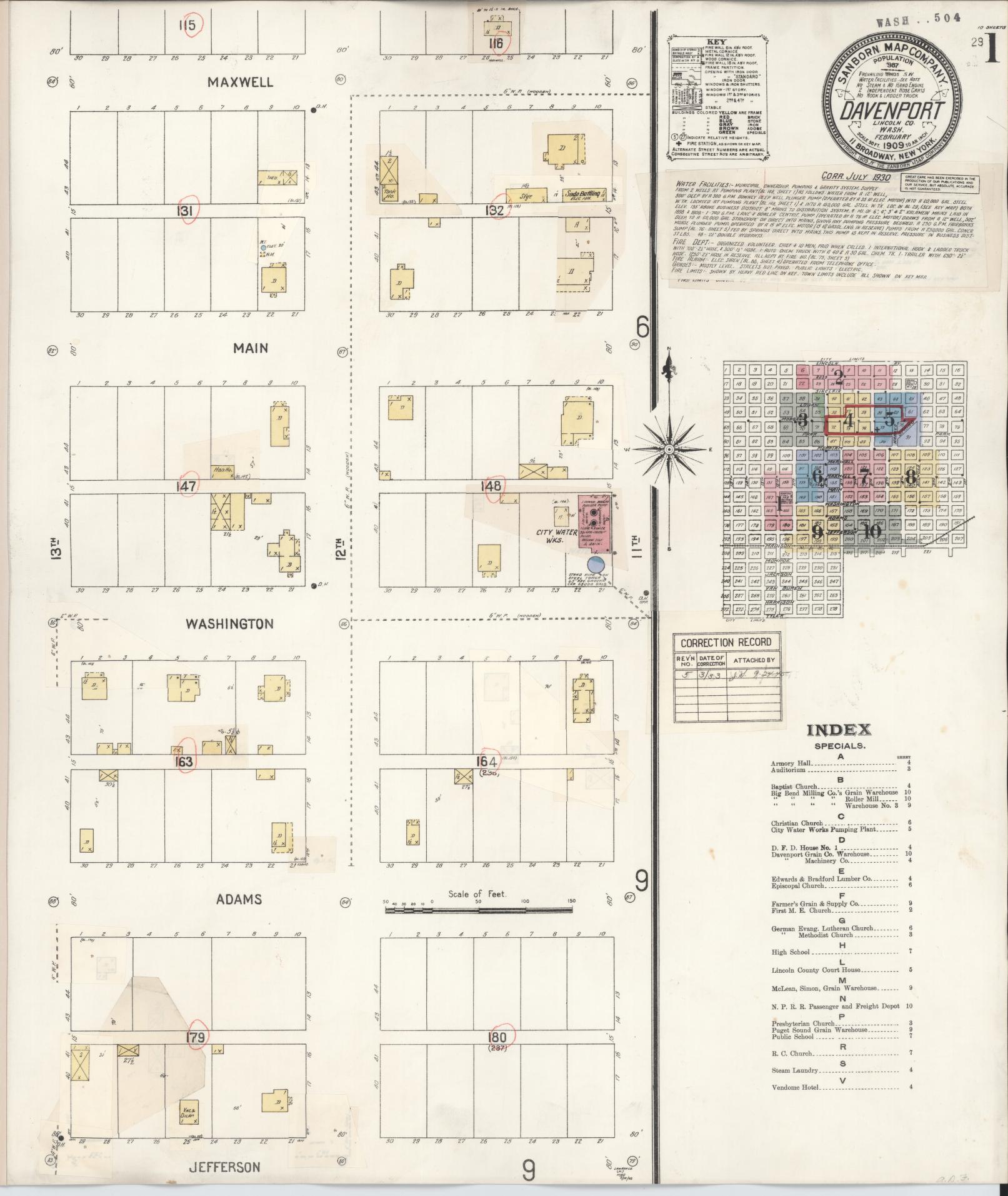 Sanborn Fire Insurance Map from Davenport, Lincoln County, Washington (1930), Sheet #0001 - Complete Map Set gallery image, historic Sanborn map, vintage wall art, Washington Washington