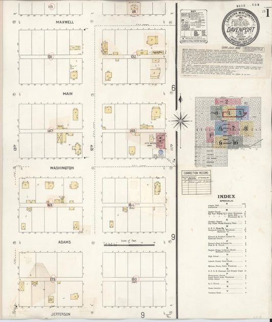 Sanborn Fire Insurance Map from Davenport, Lincoln County, Washington (1930), Sheet #0001 - Complete Map Set gallery image, historic Sanborn map, vintage wall art, Washington Washington