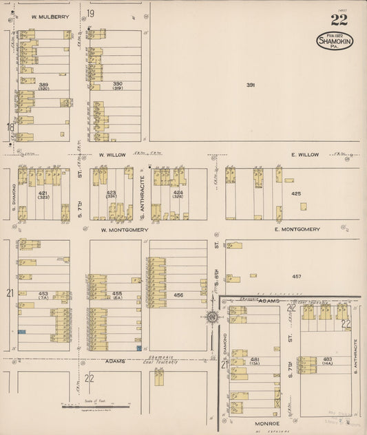 Sanborn Fire Insurance Map from Shamokin, Northumberland County, Pennsylvania (1922), Sheet #0022 - Historic Sanborn Fire Insurance Map Print, vintage old map wall art, antique decor, genealogy gift, Pennsylvania Pennsylvania map
