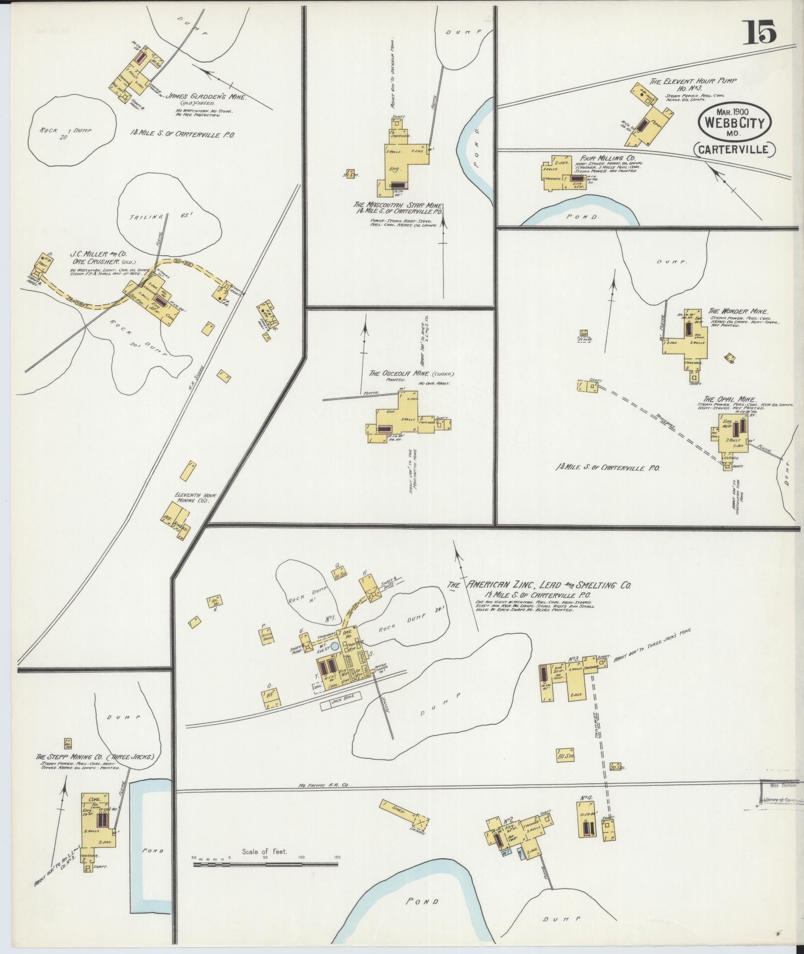 Sanborn Fire Insurance Map from Webb City, Jasper County, Missouri (1900), Sheet #0015 - Historic Sanborn Fire Insurance Map Print, vintage old map wall art, antique decor, genealogy gift, Missouri Missouri map
