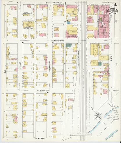 Sanborn Fire Insurance Map from Latrobe, Westmoreland County, Pennsylvania (1909), Sheet #0004 - Historic Sanborn Fire Insurance Map Print, vintage old map wall art, antique decor, genealogy gift, Pennsylvania Pennsylvania map