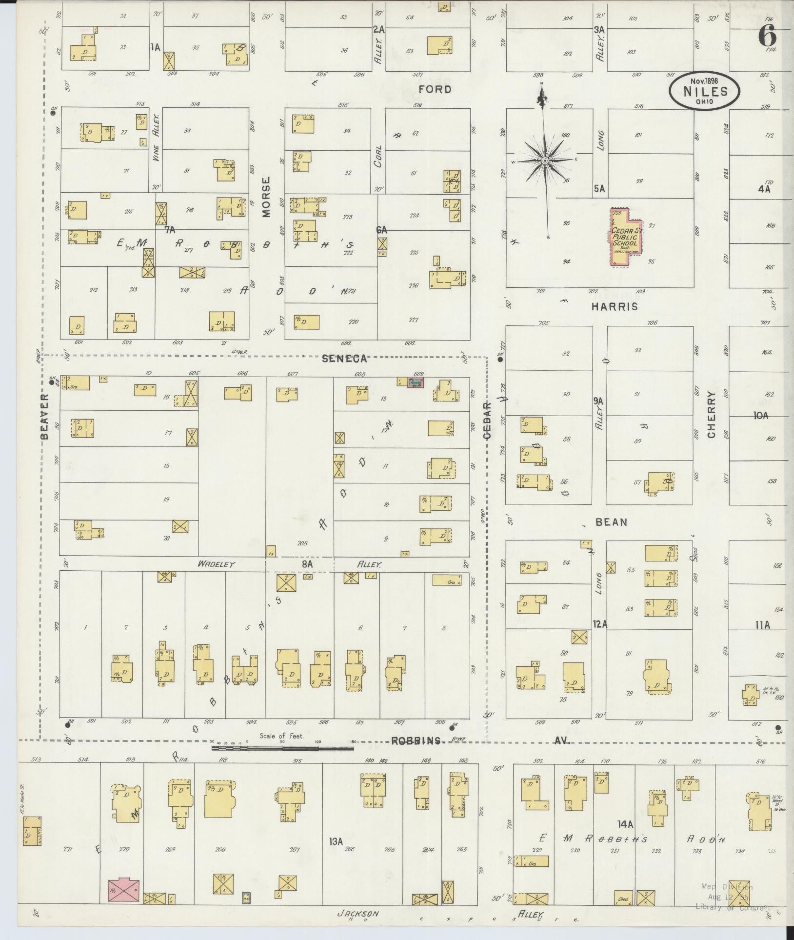 Sanborn Fire Insurance Map from Niles, Trumbull County, Ohio (1898), Sheet #0006 - Historic Sanborn Fire Insurance Map Print, vintage old map wall art, antique decor, genealogy gift, Ohio Ohio map