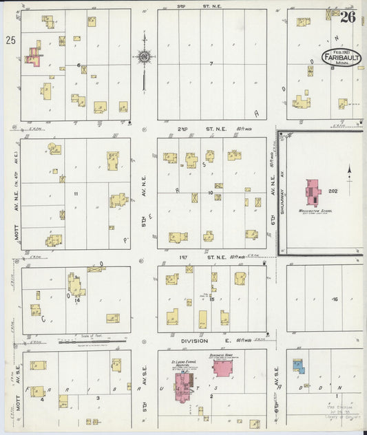 Sanborn Fire Insurance Map from Faribault, Rice County, Minnesota (1921), Sheet #0026 - Historic Sanborn Fire Insurance Map Print, vintage old map wall art, antique decor, genealogy gift, Minnesota Minnesota map