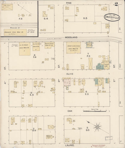 Sanborn Fire Insurance Map from Davis, Yolo County, California (1888), Sheet #0002 - Historic Sanborn Fire Insurance Map Print, vintage old map wall art, antique decor, genealogy gift, California California map