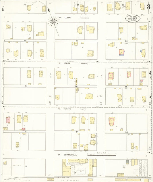 Sanborn Fire Insurance Map from Weiser, Washington County, Idaho (1908), Sheet #0003 - Historic Sanborn Fire Insurance Map Print, vintage old map wall art, antique decor, genealogy gift, Idaho Idaho map