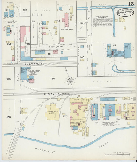 Sanborn Fire Insurance Map from Norristown, Montgomery County, Pennsylvania (1891), Sheet #0015 - Historic Sanborn Fire Insurance Map Print, vintage old map wall art, antique decor, genealogy gift, Pennsylvania Pennsylvania map