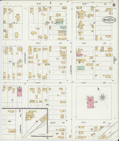 Sanborn Fire Insurance Map from Marshfield, Wood County, Wisconsin (1898), Sheet #0006 - Complete Map Set gallery image, historic Sanborn map, vintage wall art, Wisconsin Wisconsin