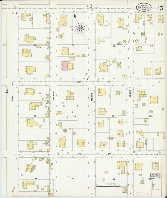 Sanborn Fire Insurance Map from Grenada, Grenada County, Mississippi (1907), Sheet #0005 - Historic Sanborn Fire Insurance Map Print, vintage old map wall art, antique decor, genealogy gift, Mississippi Mississippi map