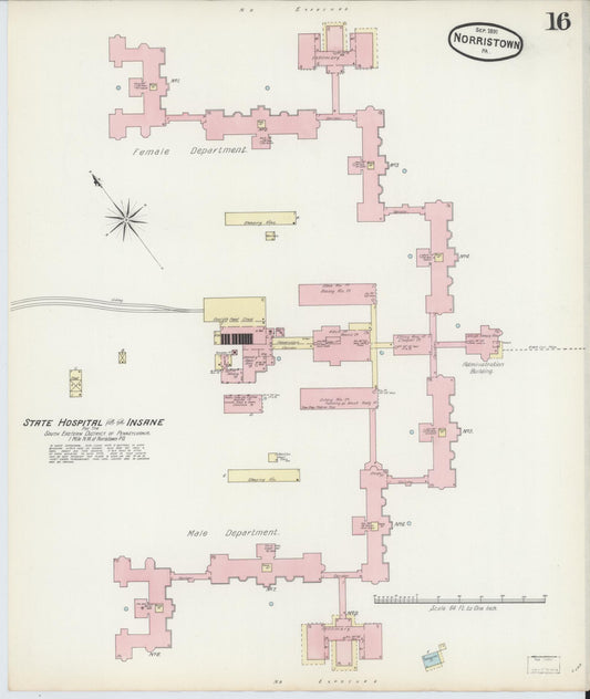 Sanborn Fire Insurance Map from Norristown, Montgomery County, Pennsylvania (1891), Sheet #0016 - Historic Sanborn Fire Insurance Map Print, vintage old map wall art, antique decor, genealogy gift, Pennsylvania Pennsylvania map