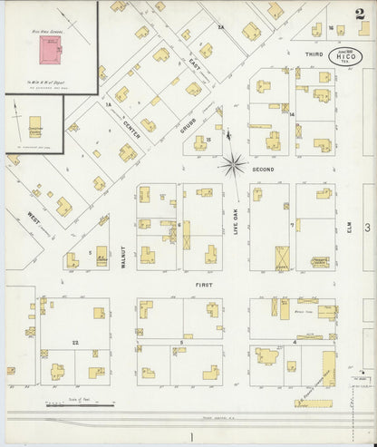 Sanborn Fire Insurance Map from Hico, Hamilton County, Texas (1898), Sheet #0002 - Historic Sanborn Fire Insurance Map Print, vintage old map wall art, antique decor, genealogy gift, Texas Texas map