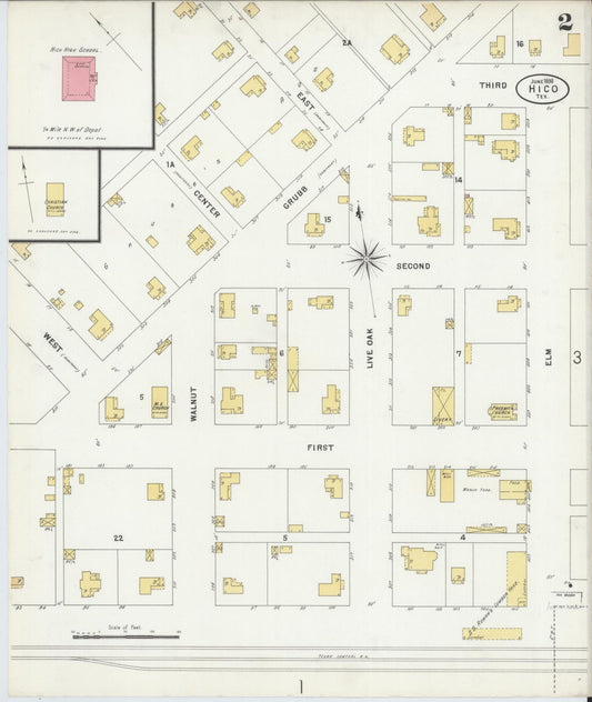 Sanborn Fire Insurance Map from Hico, Hamilton County, Texas (1898), Sheet #0002 - Historic Sanborn Fire Insurance Map Print, vintage old map wall art, antique decor, genealogy gift, Texas Texas map