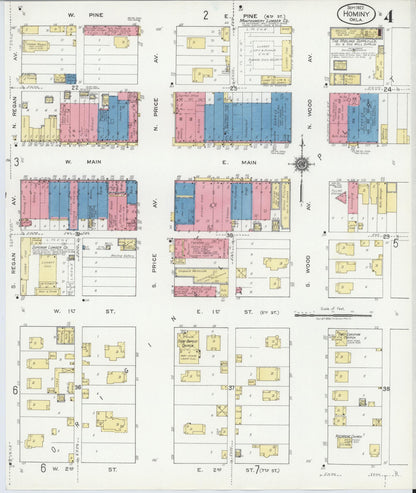 Sanborn Fire Insurance Map from Hominy, Osage County, Oklahoma (1922), Sheet #0004 - Complete Map Set gallery image, historic Sanborn map, vintage wall art, Oklahoma Oklahoma