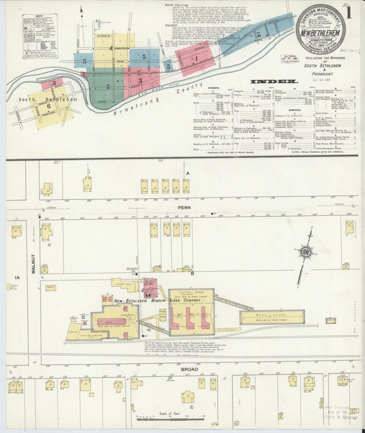 Sanborn Fire Insurance Map from New Bethlehem, Clarion County, Pennsylvania (1910), Sheet #0001 - Historic Sanborn Fire Insurance Map Print, vintage old map wall art, antique decor, genealogy gift, Pennsylvania Pennsylvania map