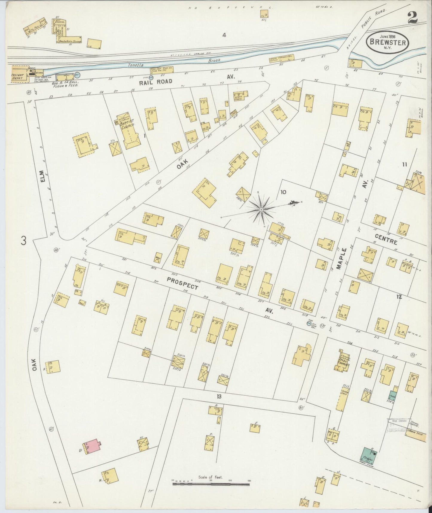Sanborn Fire Insurance Map from Brewster, Putnam County, New York (1898), Sheet #0002 - Complete Map Set gallery image, historic Sanborn map, vintage wall art, New York New York