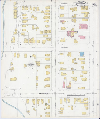 Sanborn Fire Insurance Map from Waukegan, Lake County, Illinois (1906), Sheet #0004 - Complete Map Set gallery image, historic Sanborn map, vintage wall art, Illinois Illinois
