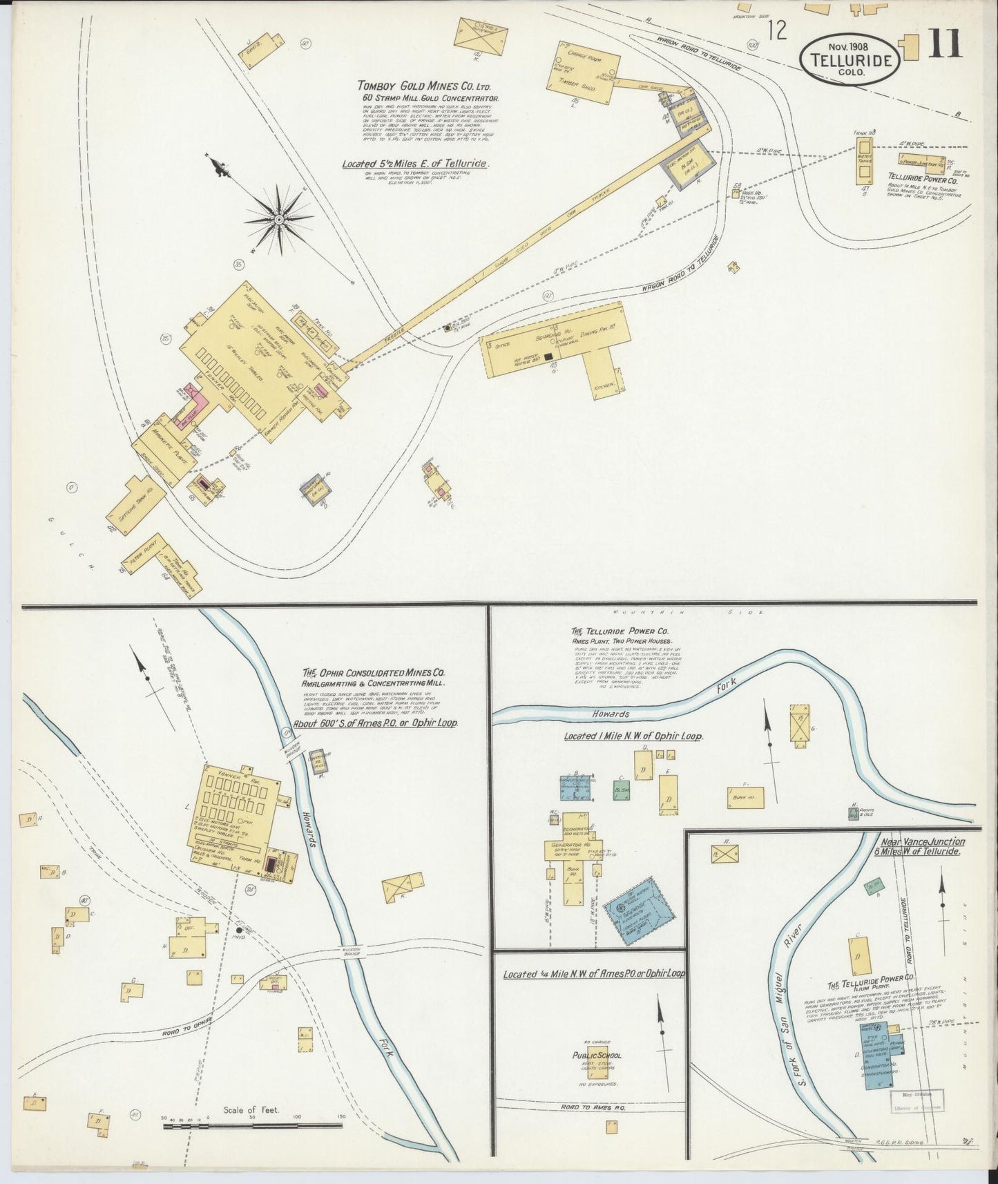 Sanborn Fire Insurance Map from Telluride, San Miguel County, Colorado (1908), Sheet #0011 - Complete Map Set gallery image, historic Sanborn map, vintage wall art, Colorado Colorado