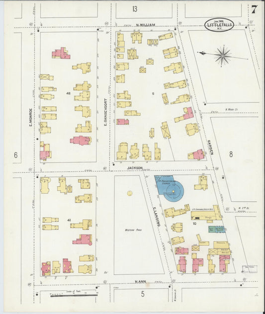 Sanborn Fire Insurance Map from Little Falls, Herkimer County, New York (1906), Sheet #0007 - Historic Sanborn Fire Insurance Map Print, vintage old map wall art, antique decor, genealogy gift, New York New York map