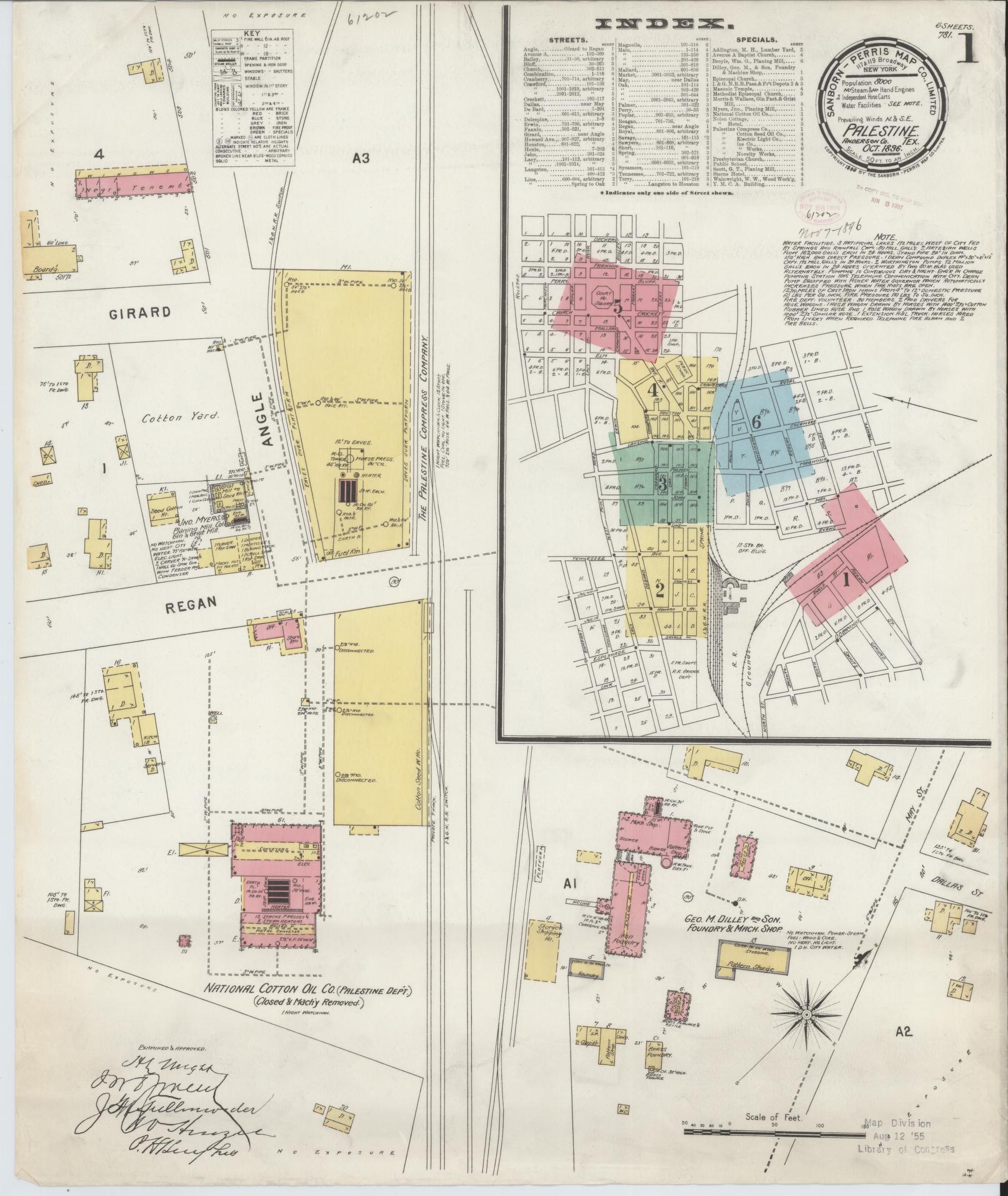 Sanborn Fire Insurance Map from Palestine, Anderson County, Texas. (1896) – Historic Sanborn Fire Insurance Map Print