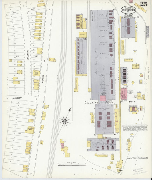 Sanborn Fire Insurance Map from Rochester, Beaver County, Pennsylvania (1908), Sheet #0024 - Historic Sanborn Fire Insurance Map Print, vintage old map wall art, antique decor, genealogy gift, Pennsylvania Pennsylvania map