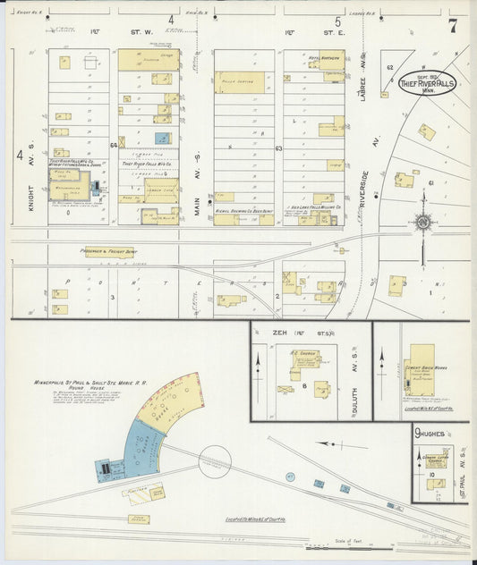 Sanborn Fire Insurance Map from Thief River Falls, Pennington County, Minnesota (1912), Sheet #0007 - Historic Sanborn Fire Insurance Map Print, vintage old map wall art, antique decor, genealogy gift, Minnesota Minnesota map