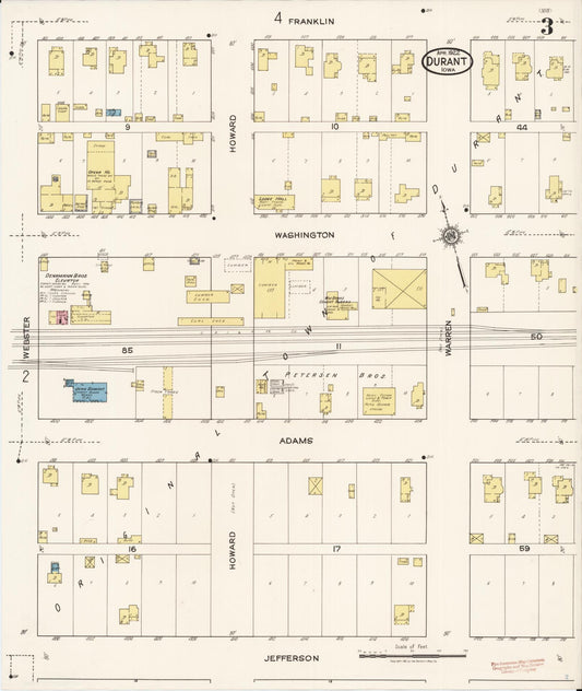 Sanborn Fire Insurance Map from Durant, Cedar County, Iowa (1922), Sheet #0003 - Historic Sanborn Fire Insurance Map Print, vintage old map wall art