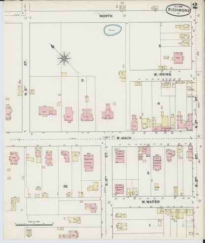 Sanborn Fire Insurance Map from Richmond, Madison County, Kentucky (1890), Sheet #0002 - Complete Map Set gallery image, historic Sanborn map, vintage wall art, Kentucky Kentucky