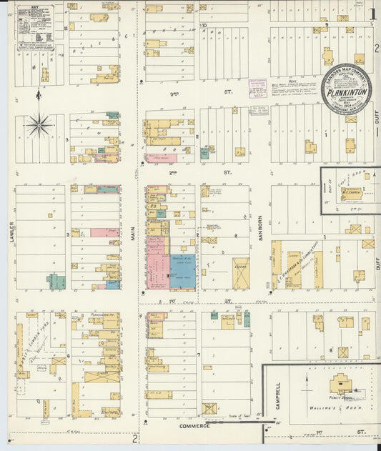 Sanborn Fire Insurance Map from Plankinton, Aurora County, South Dakota (1904), Sheet #0001 - Complete Map Set gallery image, historic Sanborn map, vintage wall art, South Dakota South Dakota