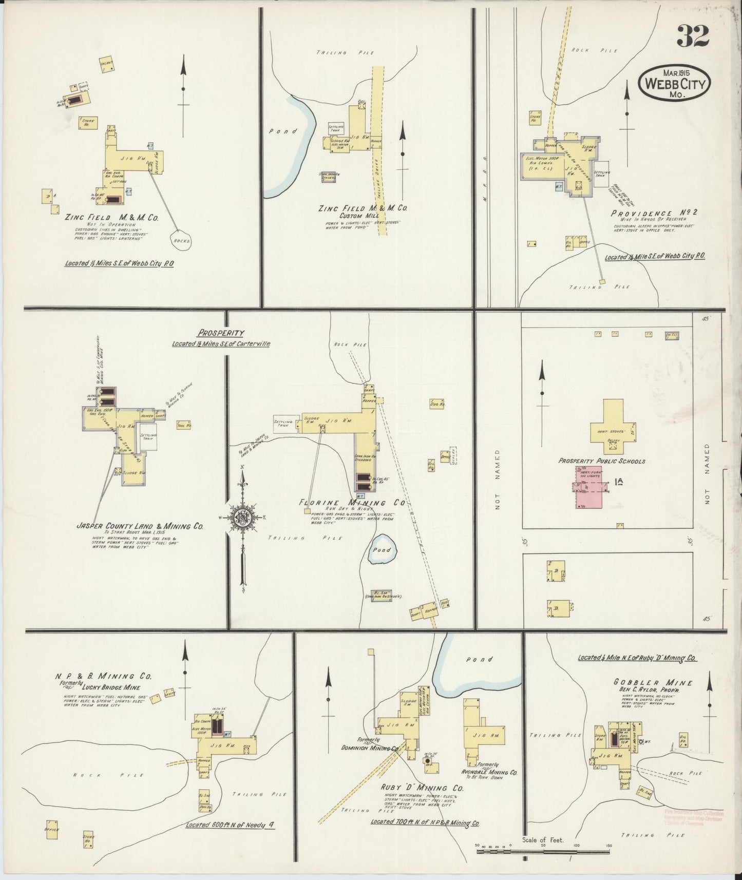 Sanborn Fire Insurance Map from Webb City, Jasper County, Missouri (1915), Sheet #0032 - Historic Sanborn Fire Insurance Map Print, vintage old map wall art, antique decor, genealogy gift, Missouri Missouri map
