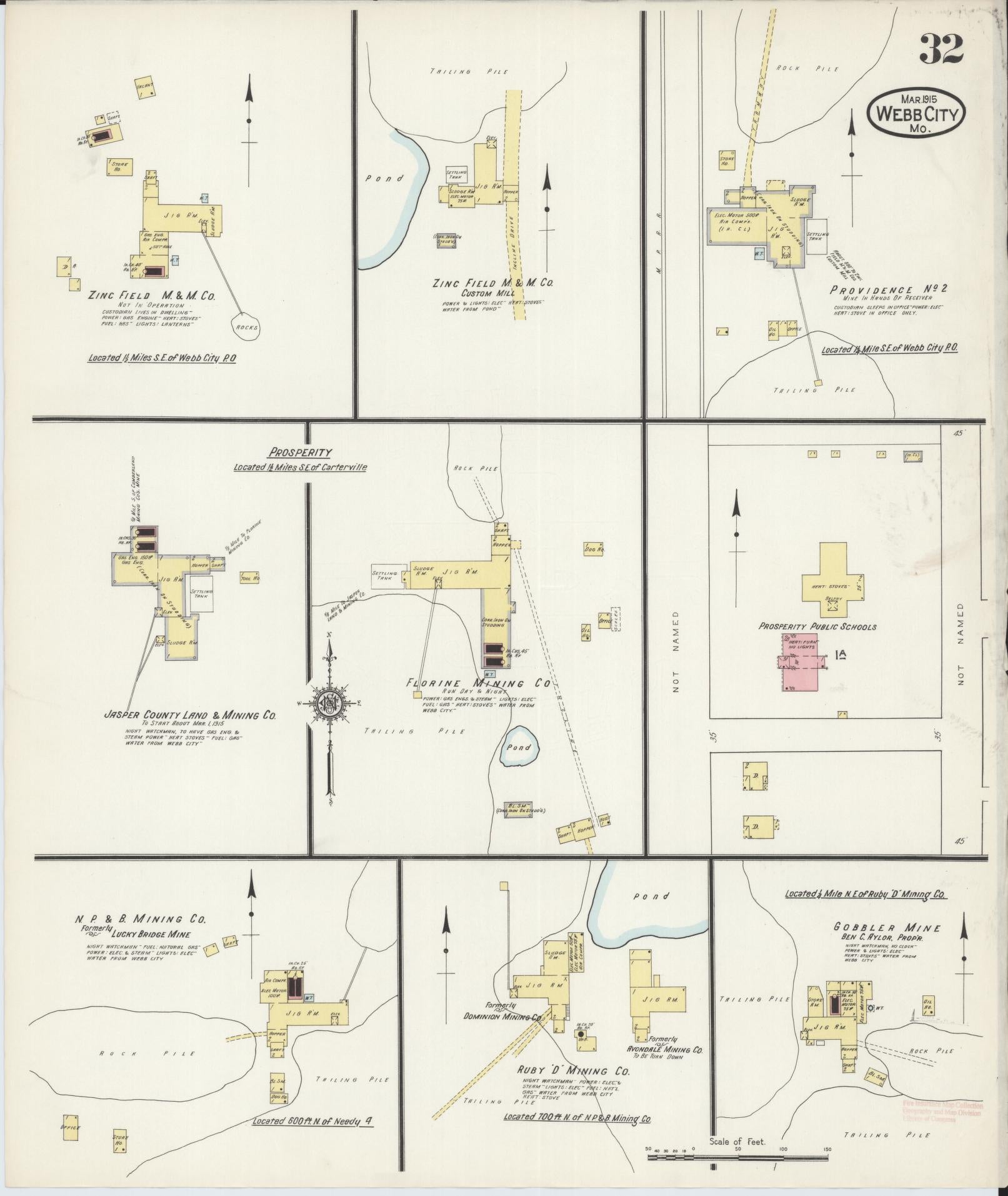Sanborn Fire Insurance Map from Webb City, Jasper County, Missouri (1915), Sheet #0032 - Historic Sanborn Fire Insurance Map Print, vintage old map wall art, antique decor, genealogy gift, Missouri Missouri map