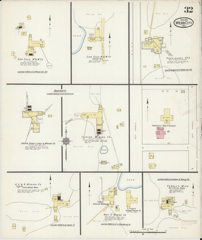 Sanborn Fire Insurance Map from Webb City, Jasper County, Missouri (1915), Sheet #0032 - Historic Sanborn Fire Insurance Map Print, vintage old map wall art, antique decor, genealogy gift, Missouri Missouri map