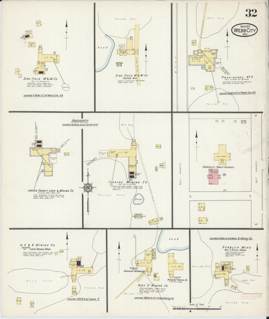 Sanborn Fire Insurance Map from Webb City, Jasper County, Missouri (1915), Sheet #0032 - Historic Sanborn Fire Insurance Map Print, vintage old map wall art, antique decor, genealogy gift, Missouri Missouri map