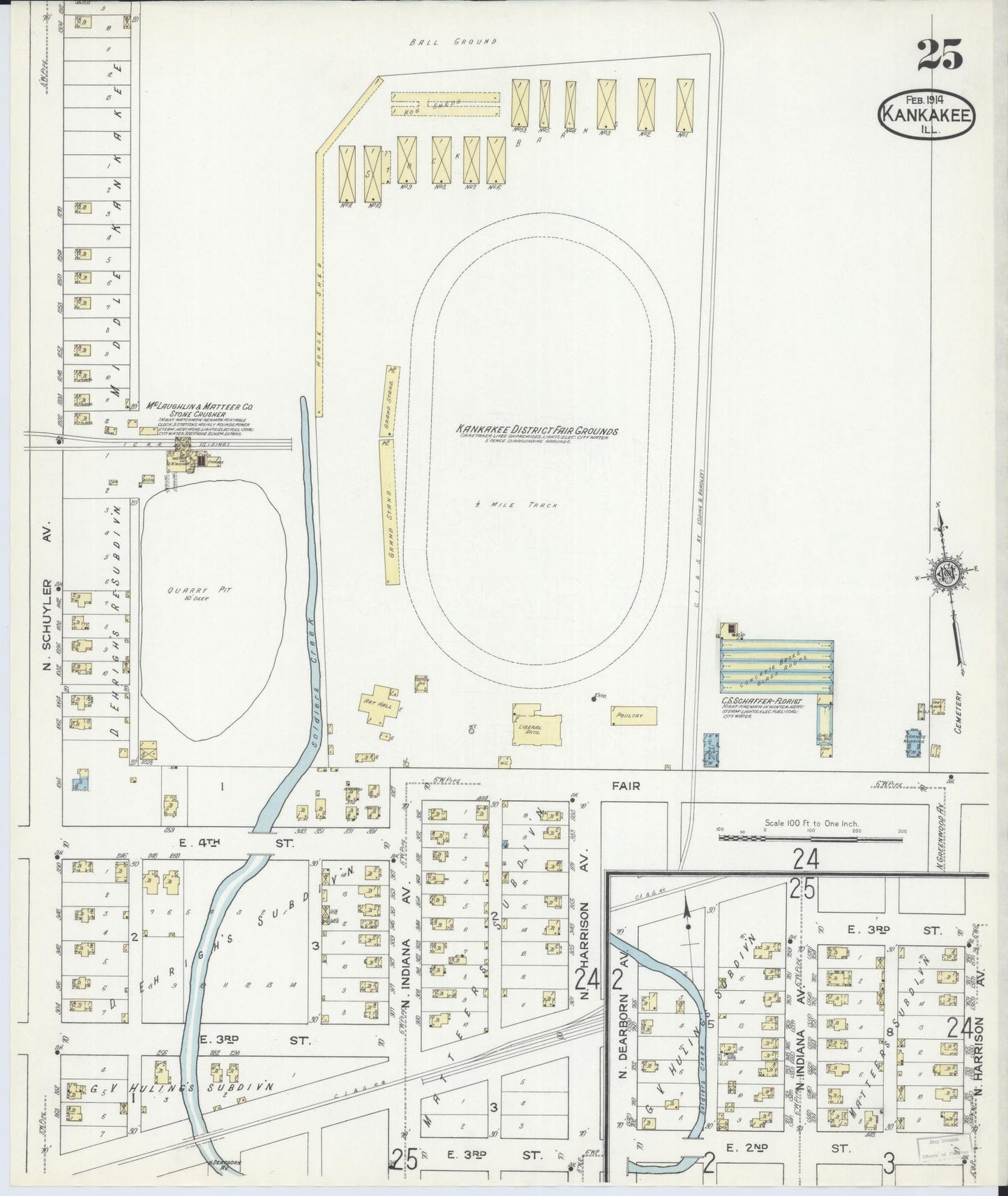 Sanborn Fire Insurance Map from Kankakee, Kankakee County, Illinois (1914), Sheet #0025 - Complete Map Set gallery image, historic Sanborn map, vintage wall art, Illinois Illinois