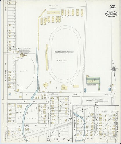 Sanborn Fire Insurance Map from Kankakee, Kankakee County, Illinois (1914), Sheet #0025 - Complete Map Set gallery image, historic Sanborn map, vintage wall art, Illinois Illinois