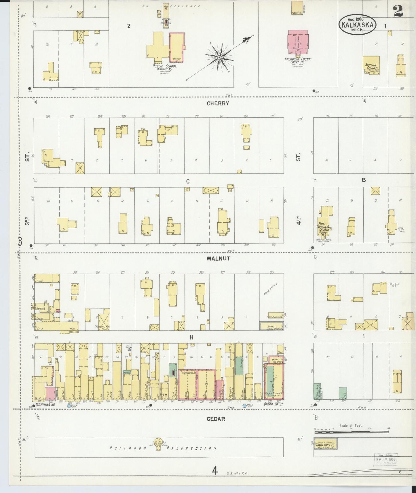 Sanborn Fire Insurance Map from Kalkaska, Kalkaska County, Michigan (1900), Sheet #0002 - Complete Map Set gallery image, historic Sanborn map, vintage wall art, Michigan Michigan