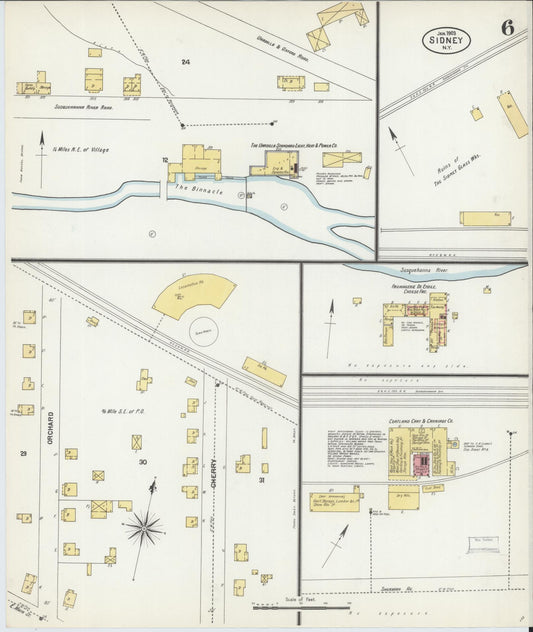 Sanborn Fire Insurance Map from Sidney, Delaware County, New York (1903), Sheet #0006 - Historic Sanborn Fire Insurance Map Print, vintage old map wall art, antique decor, genealogy gift, Sidney Delaware map