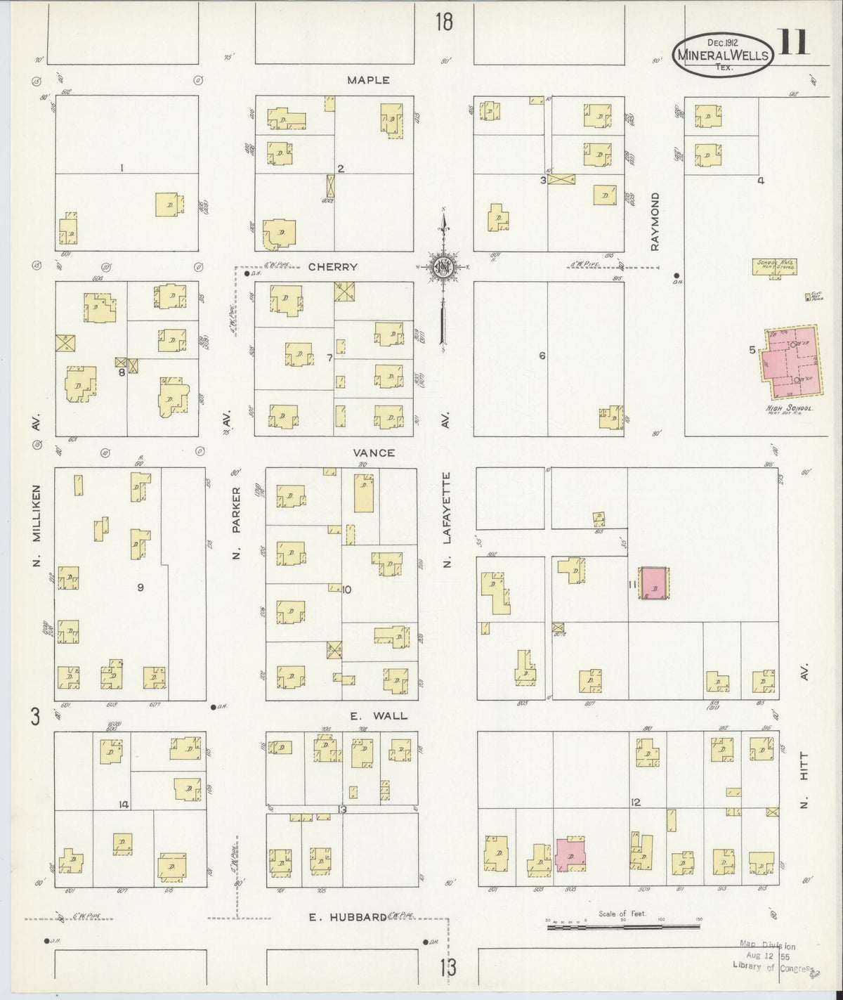 Sanborn Fire Insurance Map from Mineral Wells, Palo Pinto County, Texas (1912), Sheet #0011 - Complete Map Set gallery image, historic Sanborn map, vintage wall art, Texas Texas