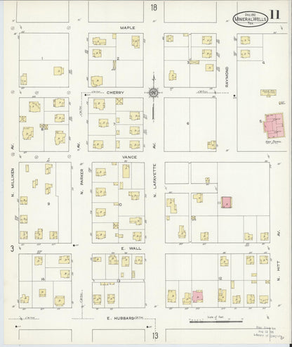 Sanborn Fire Insurance Map from Mineral Wells, Palo Pinto County, Texas (1912), Sheet #0011 - Complete Map Set gallery image, historic Sanborn map, vintage wall art, Texas Texas