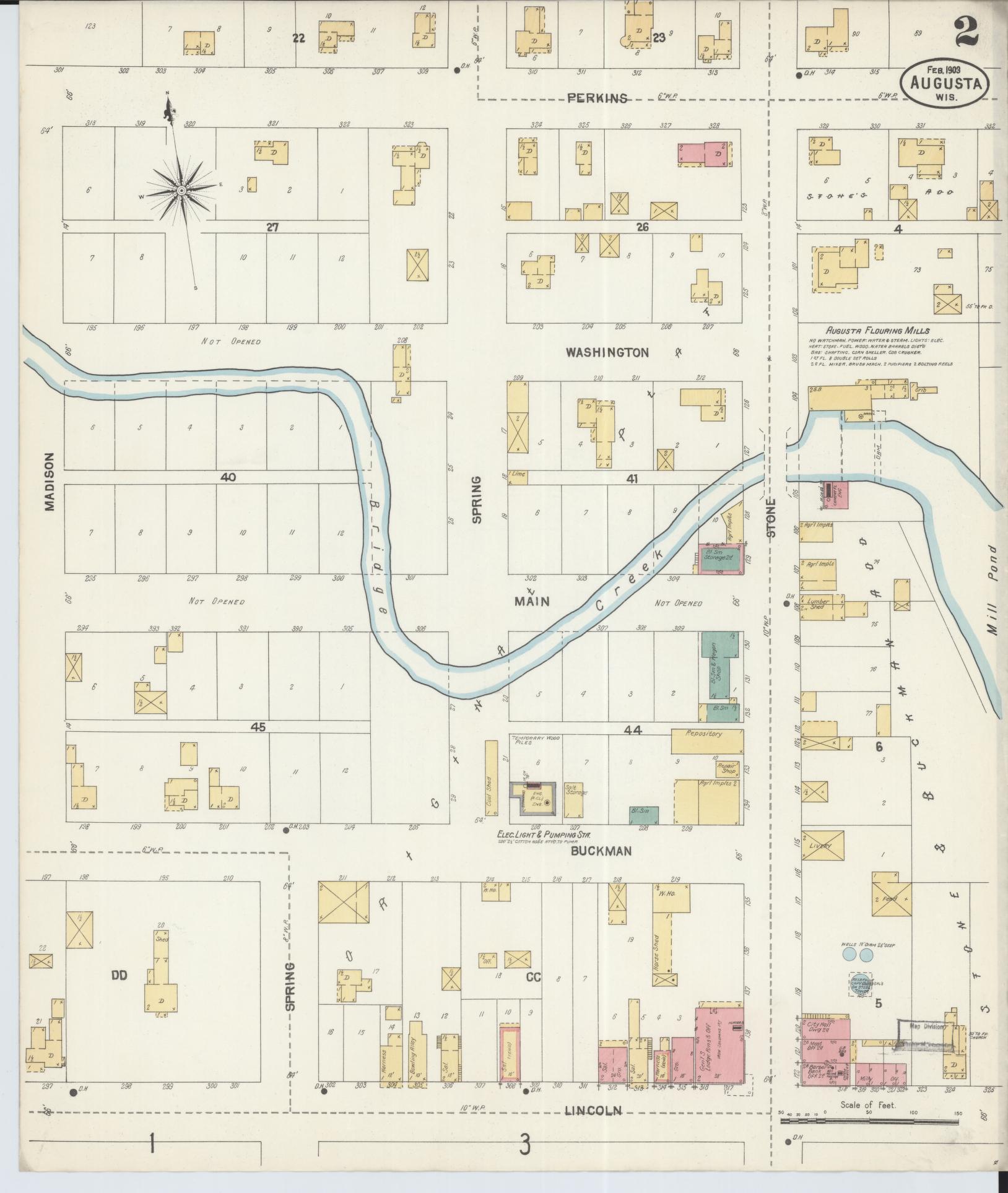 Sanborn Fire Insurance Map from Augusta, Eau Claire County, Wisconsin (1903), Sheet #0002 - Historic Sanborn Fire Insurance Map Print, vintage old map wall art, antique decor, genealogy gift, Wisconsin Wisconsin map