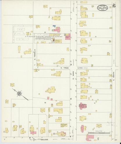 Sanborn Fire Insurance Map from Gallatin, Sumner County, Tennessee (1913), Sheet #0006 - Complete Map Set gallery image, historic Sanborn map, vintage wall art, Tennessee Tennessee