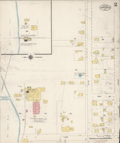Sanborn Fire Insurance Map from Antioch, Contra Costa County, California (1912), Sheet #0002 - Historic Sanborn Fire Insurance Map Print, vintage old map wall art, antique decor, genealogy gift, California California map