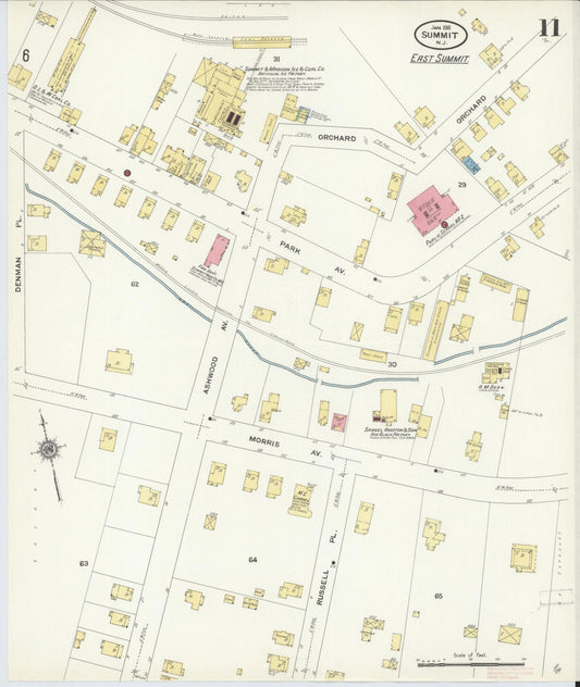Sanborn Fire Insurance Map from Summit, Union County, New Jersey (1911), Sheet #0011 - Historic Sanborn Fire Insurance Map Print, vintage old map wall art, antique decor, genealogy gift, New Jersey New Jersey map