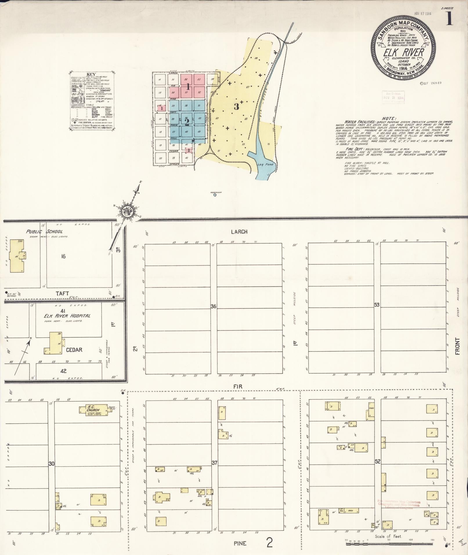 Sanborn Fire Insurance Map from Elk River, Clearwater County, Idaho (1914), Sheet #0001 - Complete Map Set gallery image, historic Sanborn map, vintage wall art, Idaho Idaho
