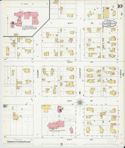 Sanborn Fire Insurance Map from Rochester, Olmsted County, Minnesota (1904), Sheet #0010 - Historic Sanborn Fire Insurance Map Print, vintage old map wall art, antique decor, genealogy gift, Minnesota Minnesota map