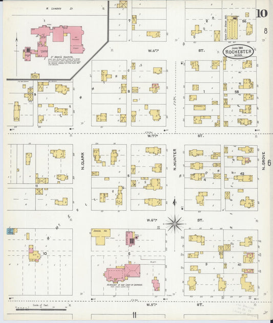 Sanborn Fire Insurance Map from Rochester, Olmsted County, Minnesota (1904), Sheet #0010 - Historic Sanborn Fire Insurance Map Print, vintage old map wall art, antique decor, genealogy gift, Minnesota Minnesota map