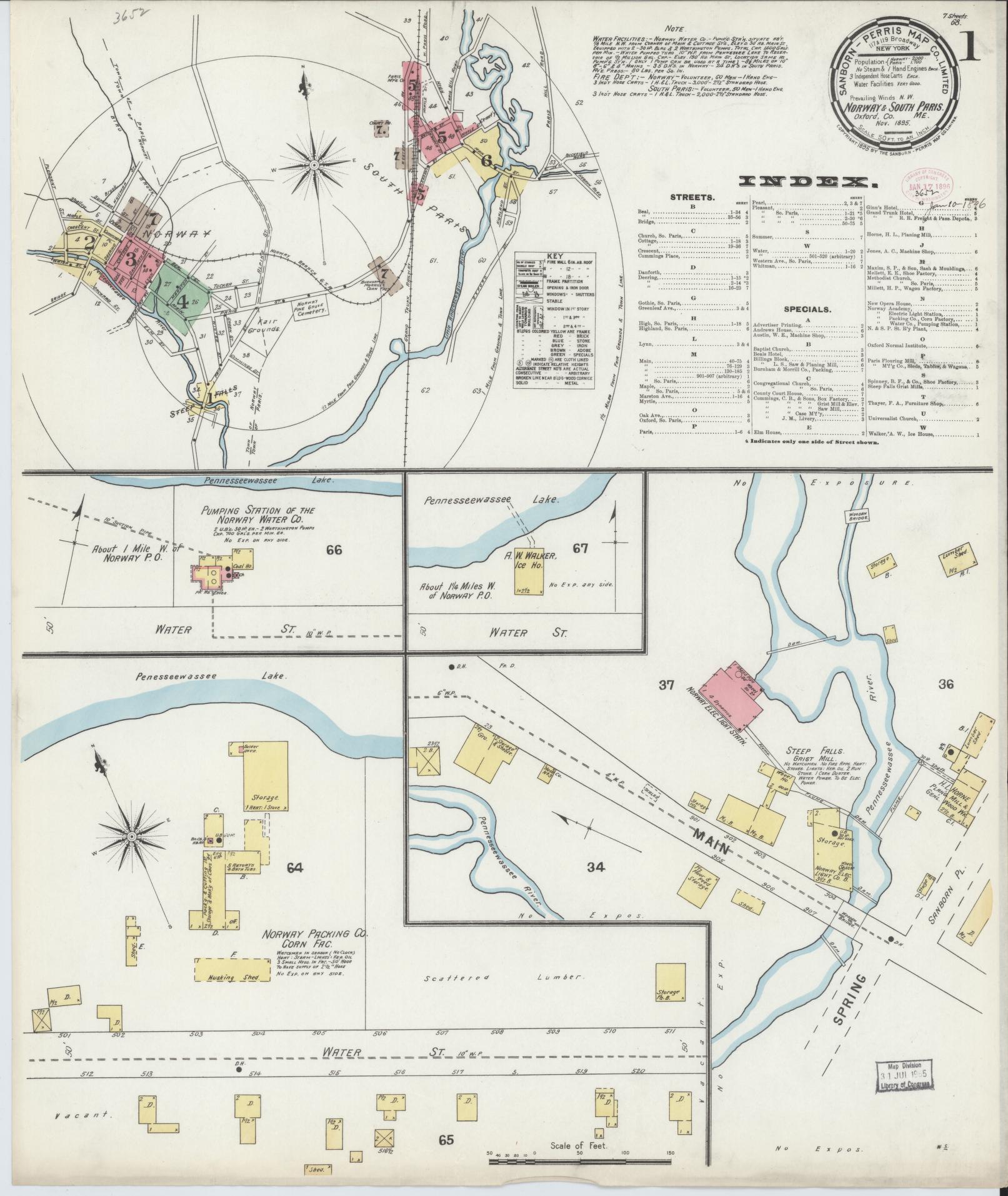 Sanborn Fire Insurance Map from Norway, Oxford County, Maine. (1895) – Historic Sanborn Fire Insurance Map Print