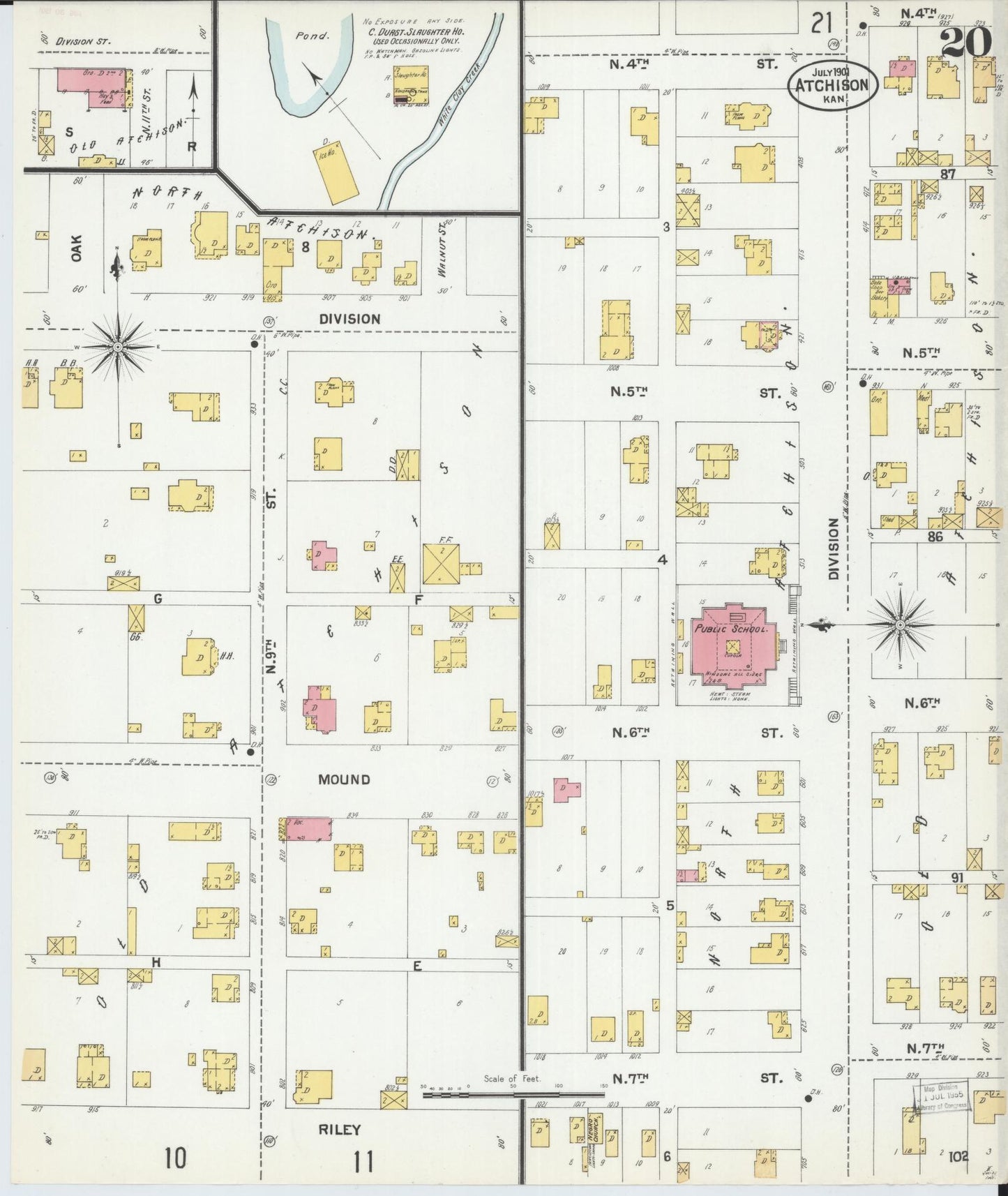 Sanborn Fire Insurance Map from Atchison, Atchison County, Kansas (1901), Sheet #0020 - Complete Map Set gallery image, historic Sanborn map, vintage wall art, Kansas Kansas